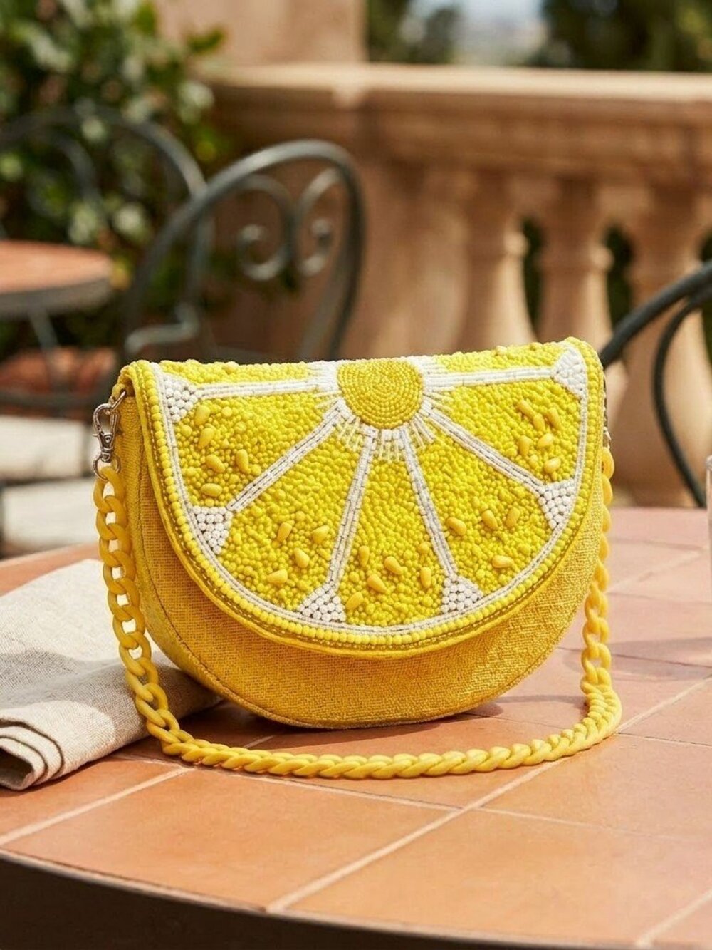 America & Beyond Lemon Slice Crescent Crossbody